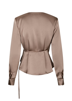 Caprina heavy sateen bluse Dark Taupe Neo Noir